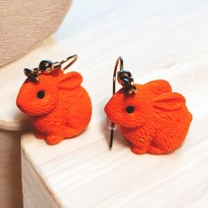 Orange Rabbit Earrings